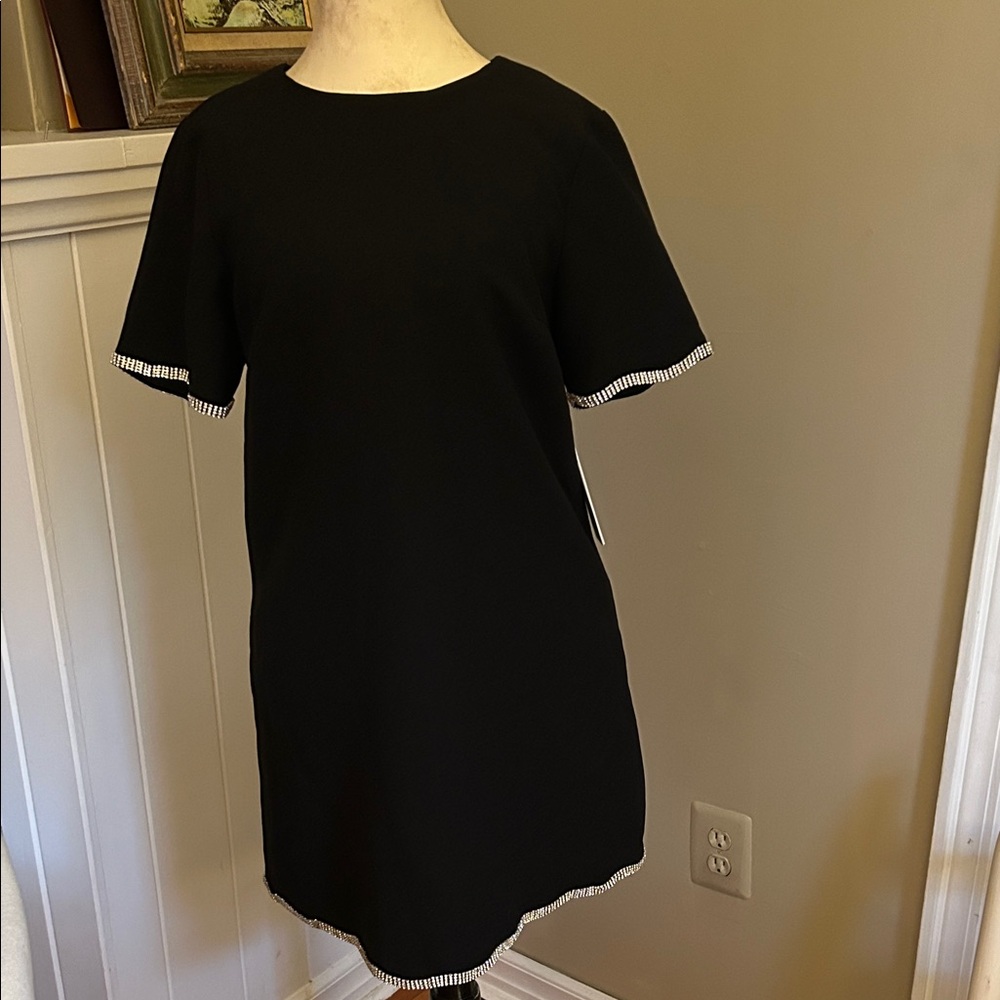 Aqua Black Dress with Rhinestone Accents NWT